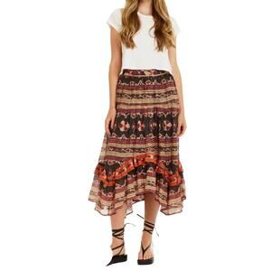 Love the Label Mia Midi Skirt Vereonique Bohemian Black Print M